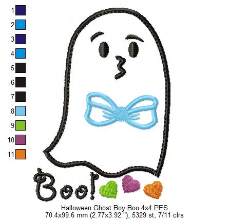 Halloween Ghost Boy Boo - Applique