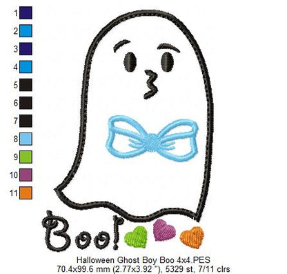 Halloween Ghost Boy Boo - Applique