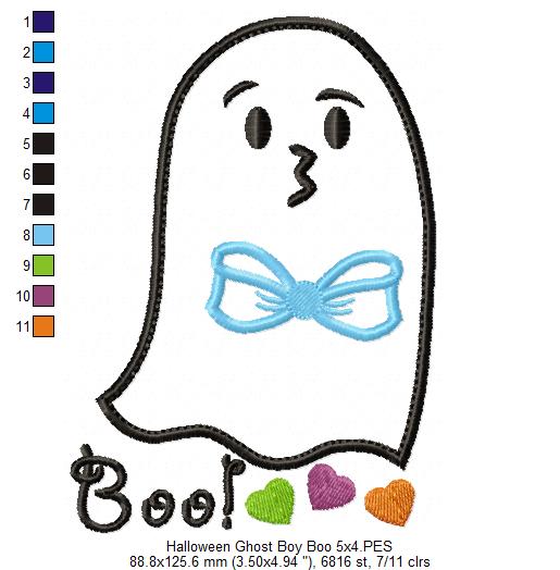 Halloween Ghost Boy Boo - Applique