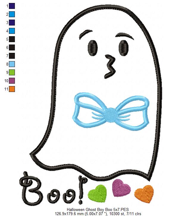 Halloween Ghost Boy Boo - Applique