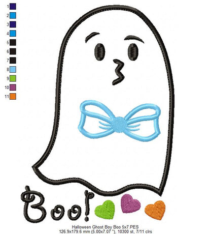Halloween Ghost Boy Boo - Applique