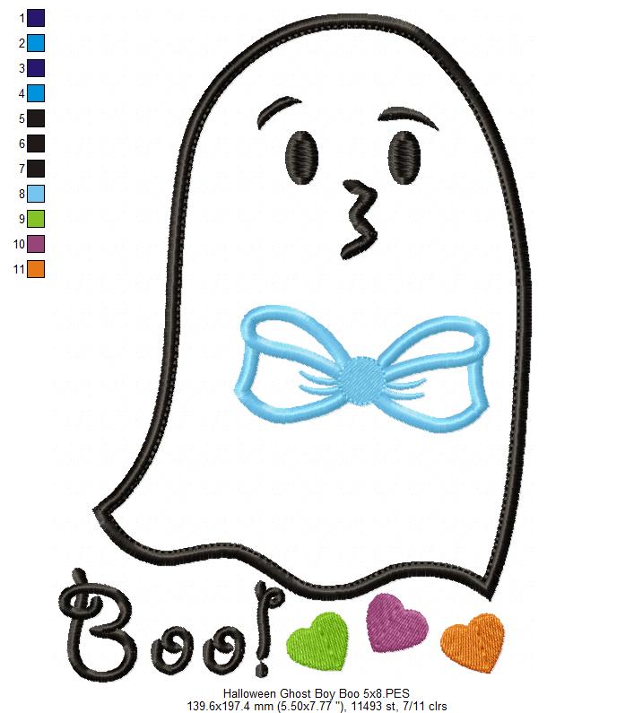 Halloween Ghost Boy Boo - Applique