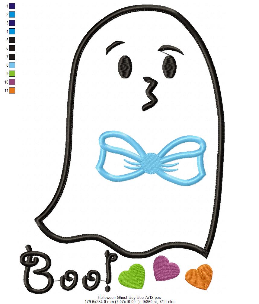 Halloween Ghost Boy Boo - Applique