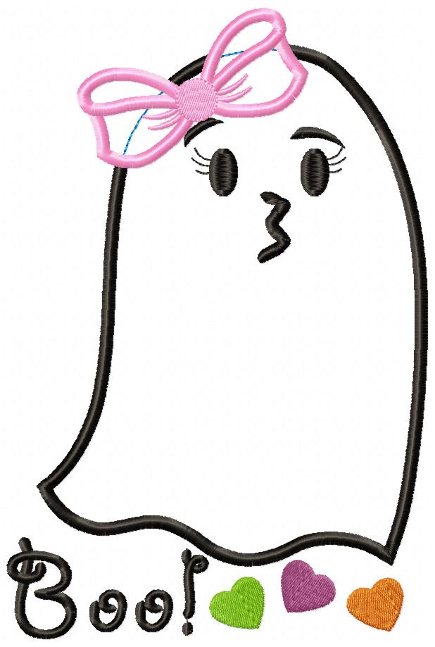 Halloween Ghost Girl Boo - Applique