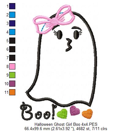 Halloween Ghost Girl Boo - Applique