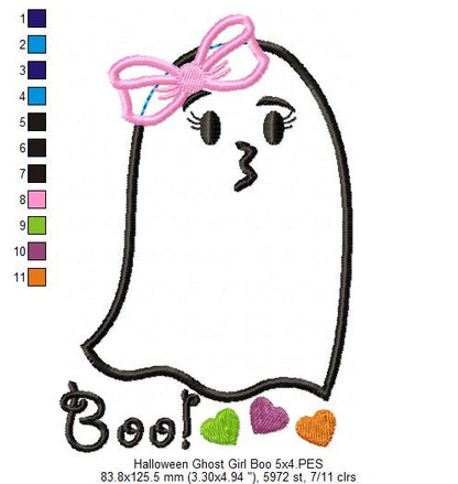 Halloween Ghost Girl Boo - Applique