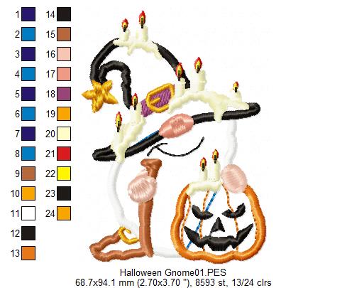 Halloween Gnome with Pumpkin - Applique