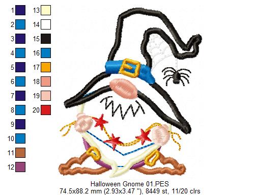 Halloween Gnome with Spider - Applique