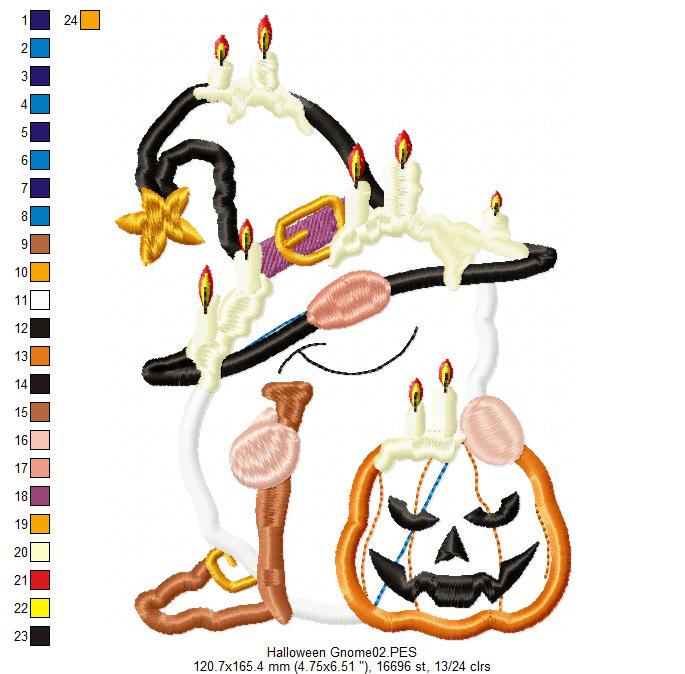 Halloween Gnome with Pumpkin - Applique