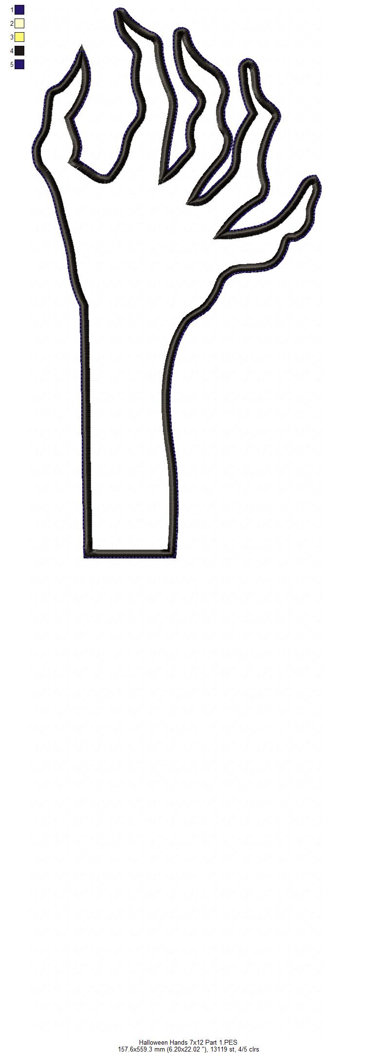 Halloween Zombie Hands - ITH Project - Machine Embroidery Design