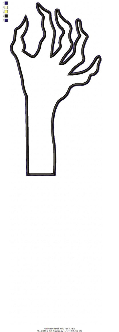 Halloween Zombie Hands - ITH Project - Machine Embroidery Design