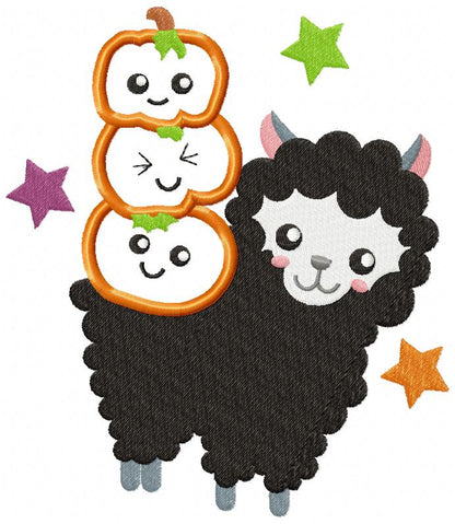 Halloween Llama and Pumpkins - Applique