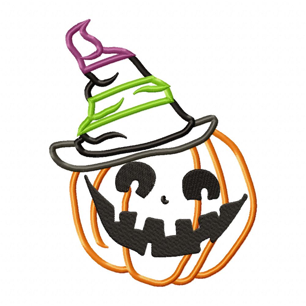 Halloween Witch Pumpkin - Applique - Machine Embroidery Design