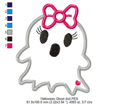 Ghost Girl - Applique - Machine Embroidery Design