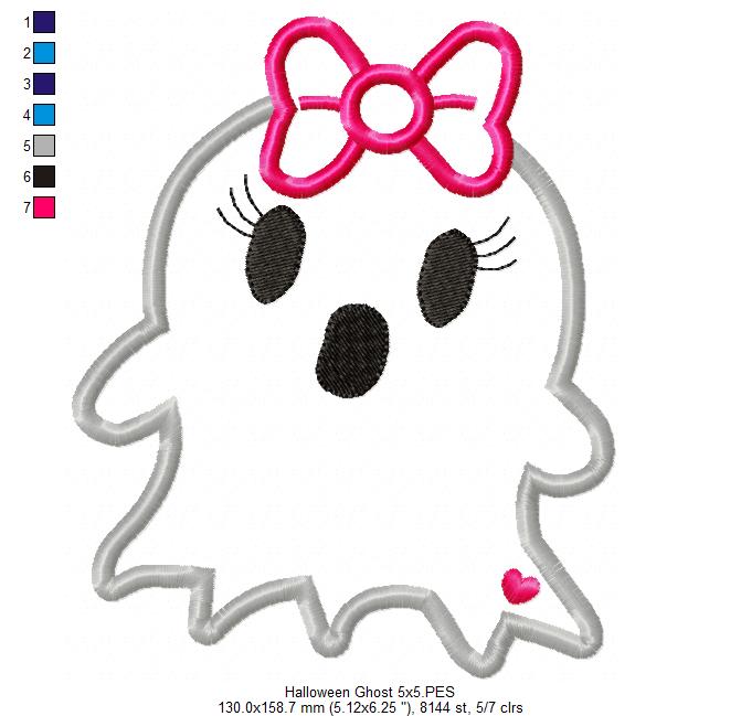 Ghost Girl - Applique - Machine Embroidery Design
