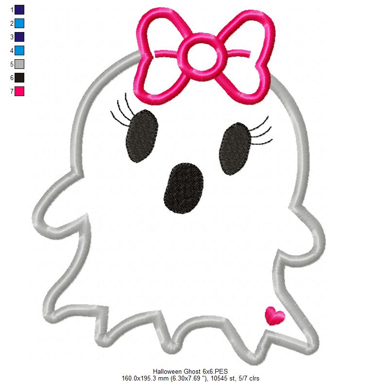 Ghost Girl - Applique - Machine Embroidery Design