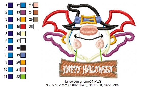 Vampire Gnome with Hat - Applique