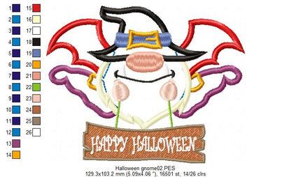 Vampire Gnome with Hat - Applique