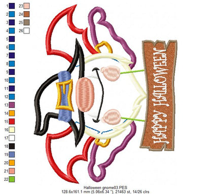 Vampire Gnome with Hat - Applique