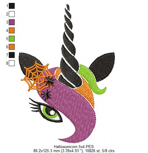 Halloween Unicorn Witch - Fill Stitch
