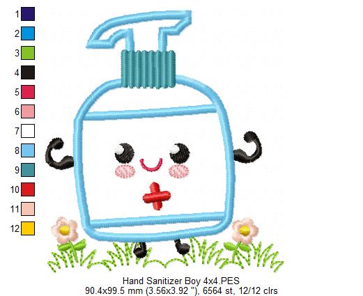 Hand Sanitizer Boy and Girl - Applique - Set of 2 designs