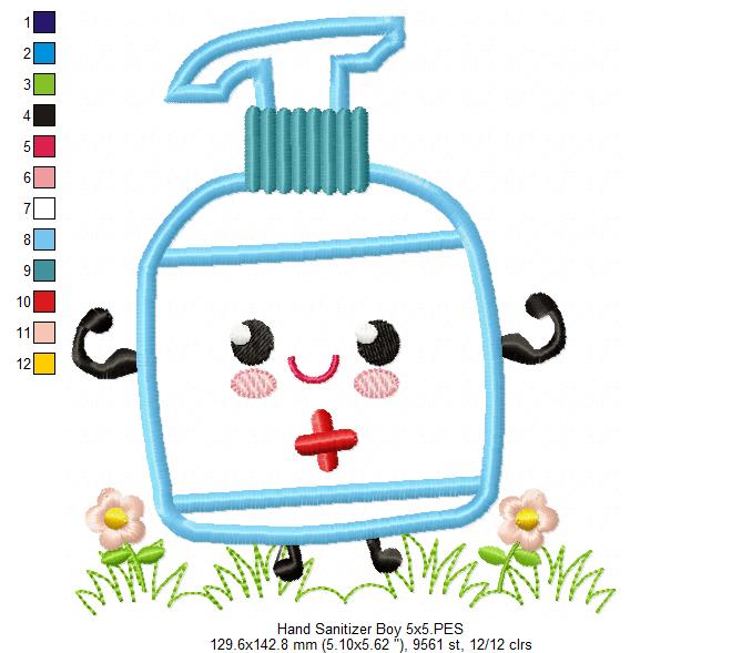 Hand Sanitizer Boy and Girl - Applique - Set of 2 designs