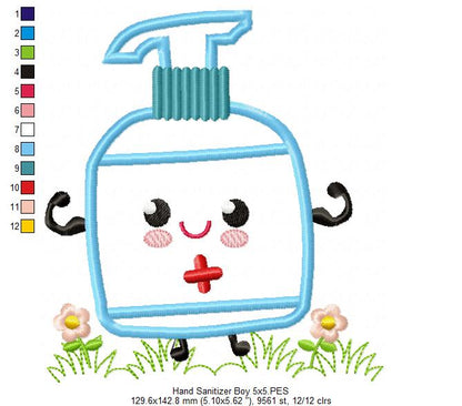 Hand Sanitizer Boy and Girl - Applique - Set of 2 designs