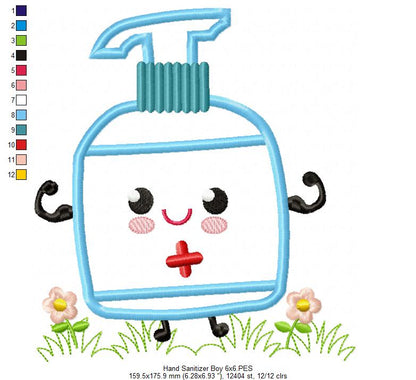 Hand Sanitizer Boy and Girl - Applique - Set of 2 designs