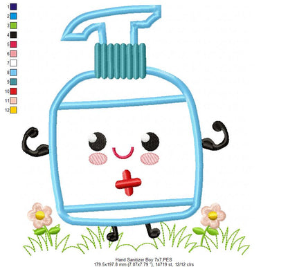 Hand Sanitizer Boy and Girl - Applique - Set of 2 designs