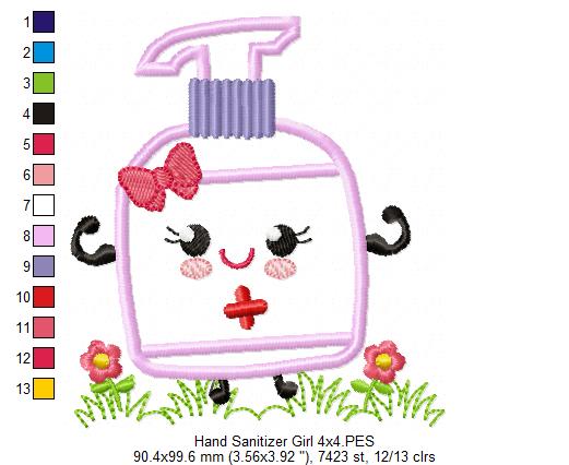 Hand Sanitizer Boy and Girl - Applique - Set of 2 designs