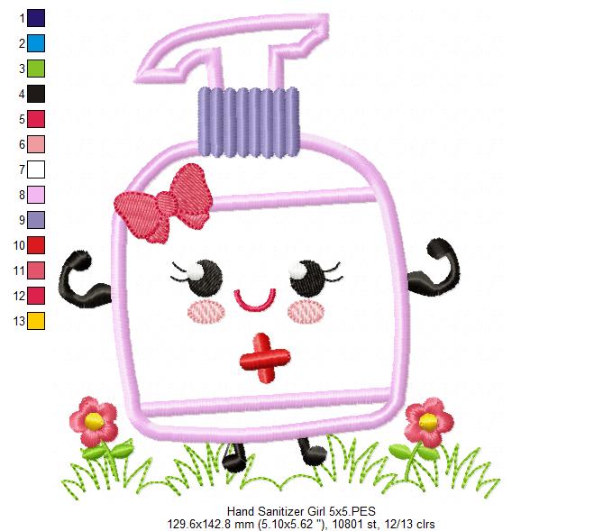 Hand Sanitizer Girl - Applique