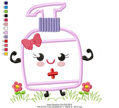 Hand Sanitizer Boy and Girl - Applique - Set of 2 designs