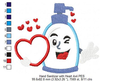 Hand Sanitizer with Heart - Applique