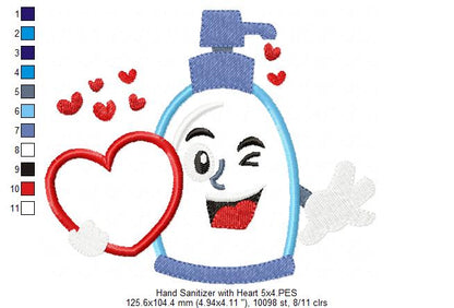 Hand Sanitizer with Heart - Applique
