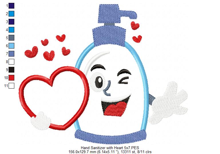 Hand Sanitizer with Heart - Applique
