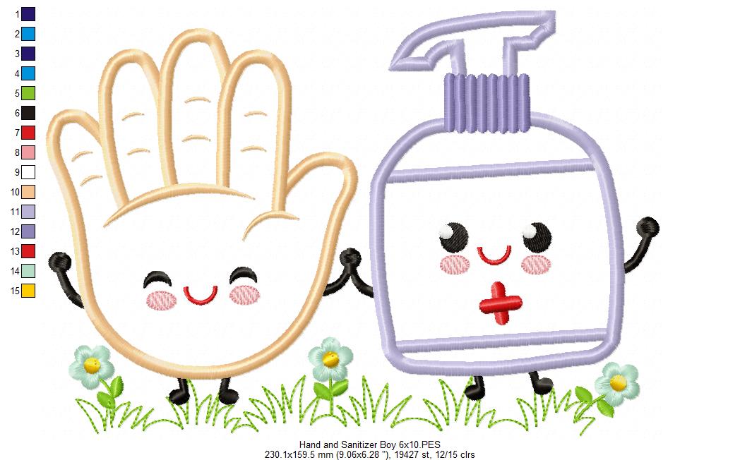 Hand and Sanitizer Boy - Applique