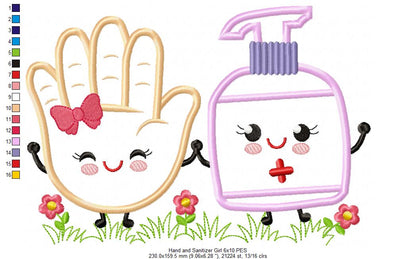 Hand and Sanitizer Girl - Applique
