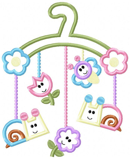 Hanger with Little Animals and Flowers - Applique Embroidery