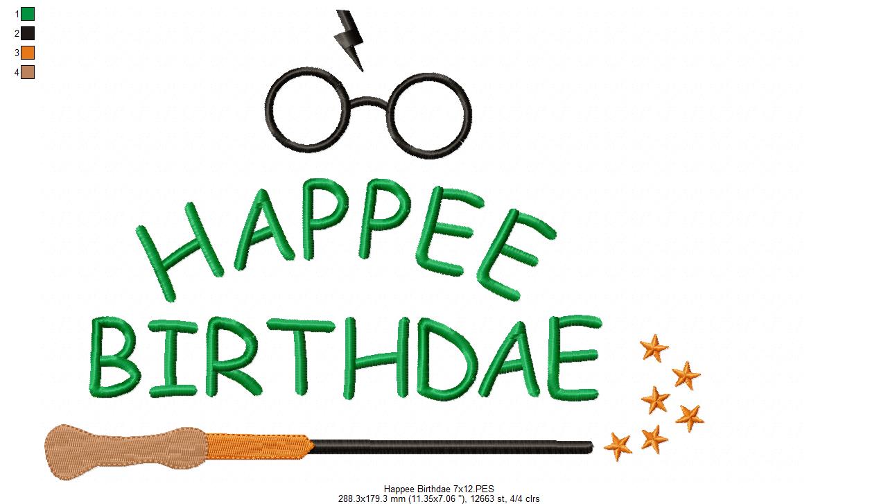 Happee Birthdae - Fill Stitch