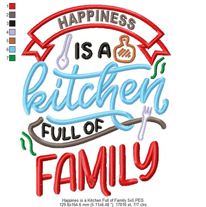 Happines is a Kitchen full of Love - Fill Stitch