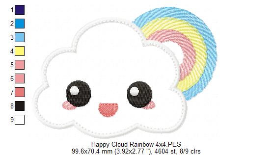 Happy Cloud with Rainbow - Applique