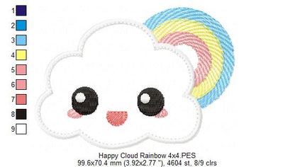 Happy Cloud with Rainbow - Applique