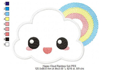 Happy Cloud with Rainbow - Applique