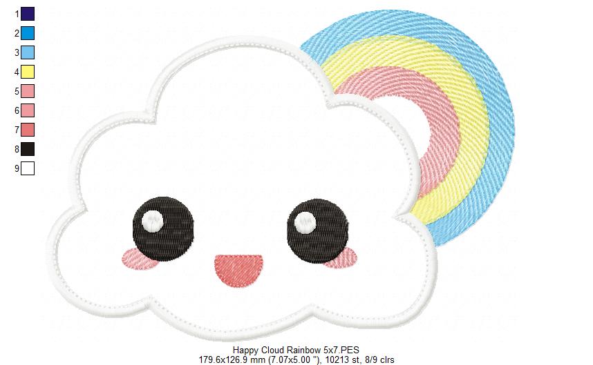 Happy Cloud with Rainbow - Applique