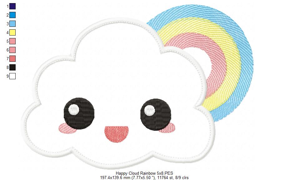Happy Cloud with Rainbow - Applique
