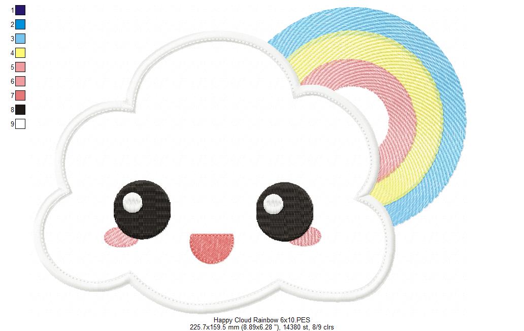 Happy Cloud with Rainbow - Applique