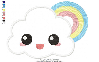 Happy Cloud with Rainbow - Applique
