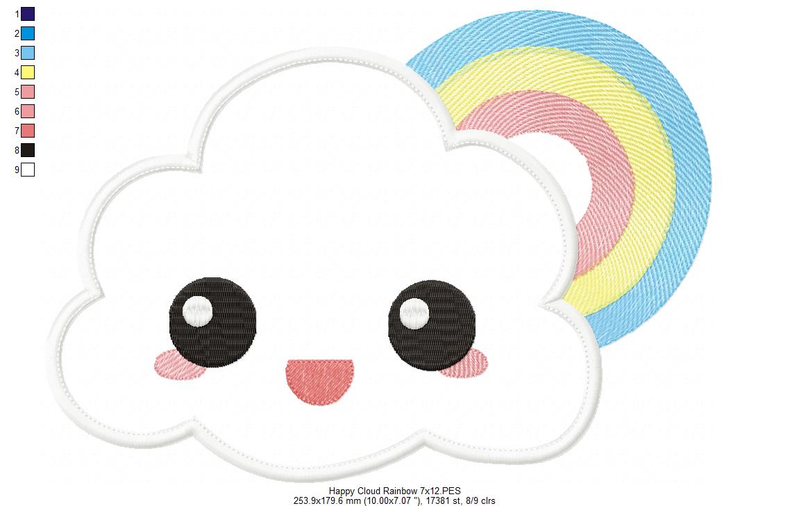 Happy Cloud with Rainbow - Applique