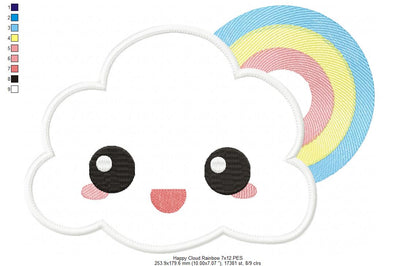 Happy Cloud with Rainbow - Applique