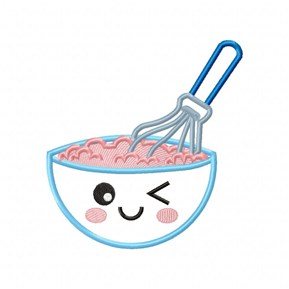 Happy Face Cake Bowl - Applique Embroidery